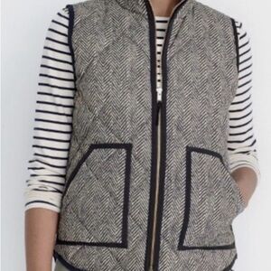 J. Crew Black and White Chevron Vest